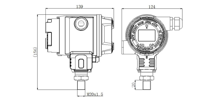 法蘭式智能壓力變送器產(chǎn)品外形尺寸
