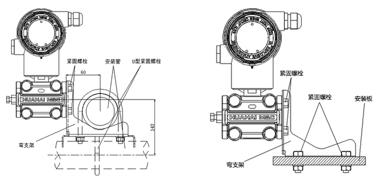 智能微差壓變送器管裝彎(盤(pán))支架
